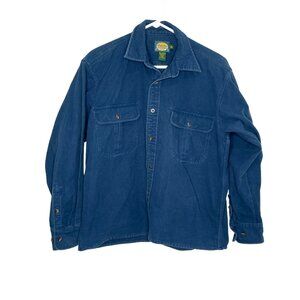 Cabelas Flannel Shirt Shacket Men M Blue Long Sleeve Heavy Outdoors
